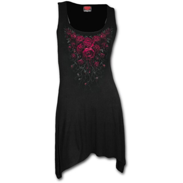 blood rose svart tunika kjole med gotisk hem K018F105