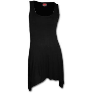 gothic elegance svart tunika kjole med gotisk hem P001F105