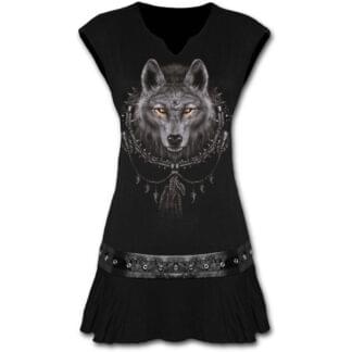 wolf dreams svart minikjole med midje studs T035F108