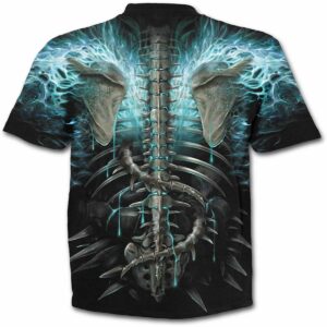 flaming spine svart t-skjorte med heltrykk W016M105