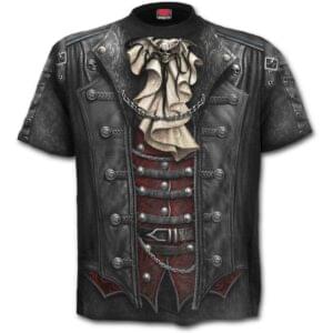 goth wrap svart-t skjorte med heltrykk W025M105
