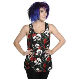skull roses singlet med skalle og rose motiv OBN129