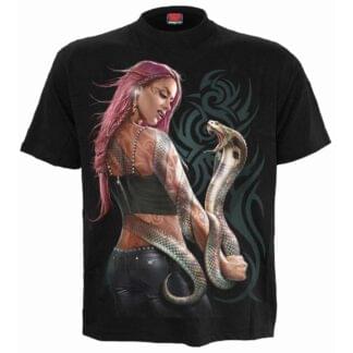 serpent tattoo svart t-skjorte til herre T149M101