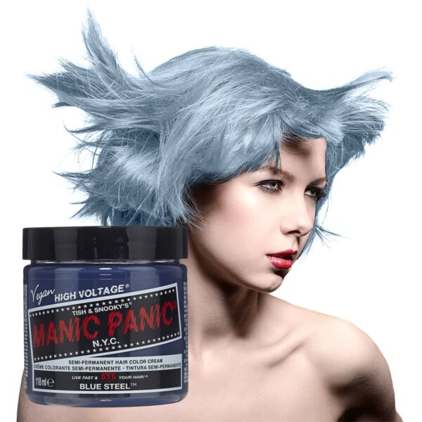 manic panic classic high voltage sølvblå hårfarge 118ml blue steel model pot 7041