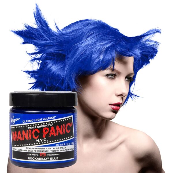 manic panic classic high voltage blå hårfarge 118ml rockabilly blue model pot 70430