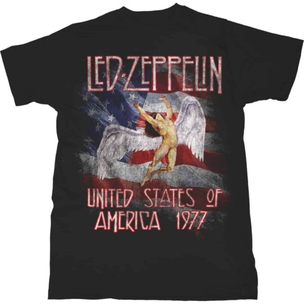 Led Zeppelin stars n' stripes USA 1977 svart t-skjorte til herre LZTS10MB