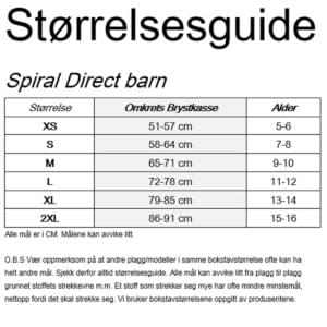 størrelseguide spiral direct barn