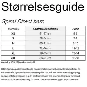 størrelseguide spiral direct barn
