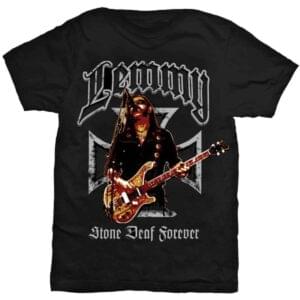 lemmy iron cross stone deaf forever svart t-skjorte til herre LEMTS03MB