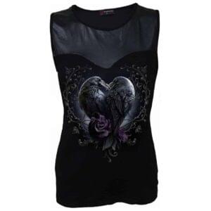 raven heart svart wetlook topp D085G042