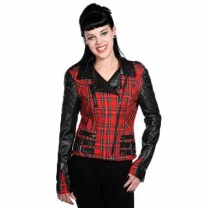 punk rider bikerjakke med rutemønster JBN608