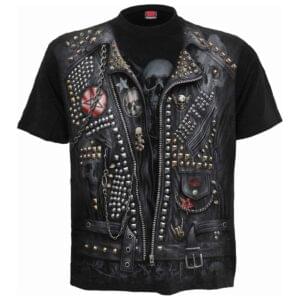 goth metal svart t-skjorte med heltrykk W034M105