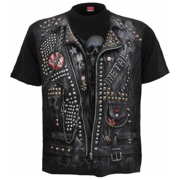 goth metal svart t-skjorte med heltrykk W034M105