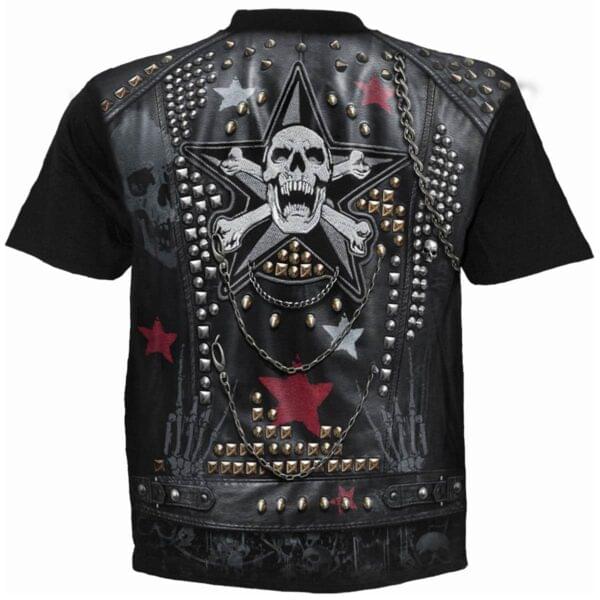 goth metal svart t-skjorte med heltrykk W034M105