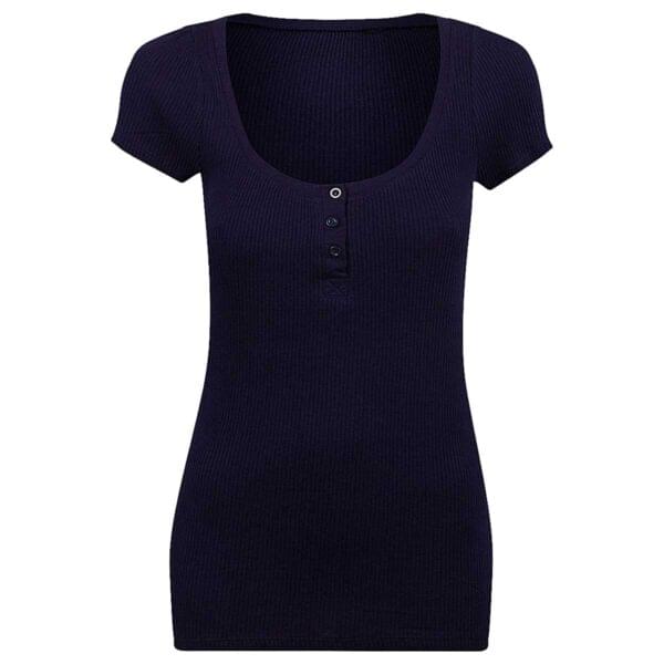 navy utringet topp til dame med knapper 55846NVY