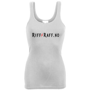 Hvit singlet med RiffRaff.no logo RR2