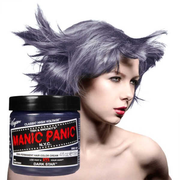 manic panic classic high voltage sølvblå hårfarge 118 ml dark star model pot 70627