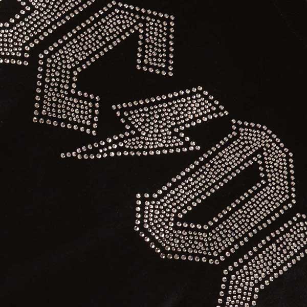ac dc dame t-skjorte sølv glitter studs logo diamanter ACDCTS36LB