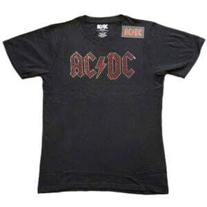 ac dc dame t-skjorte rød gull glitter studs logo diamanter ACDCTS95MB