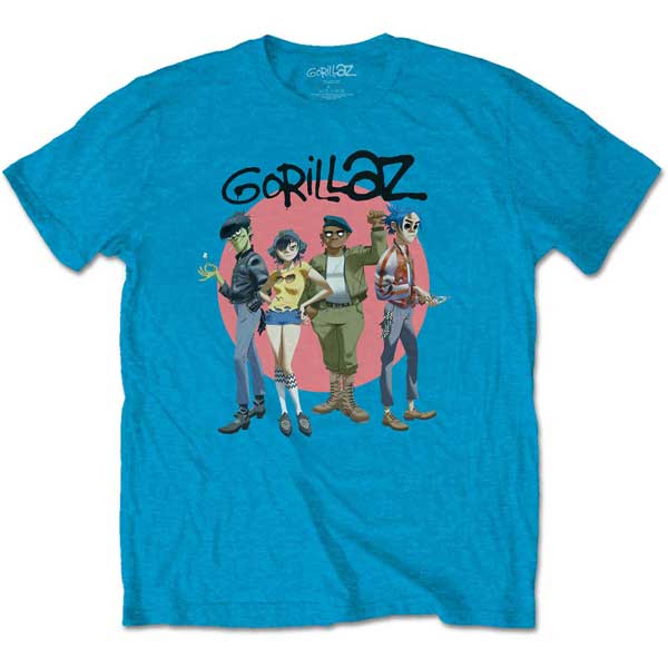 Gorillaz t-skjorte merchandise Group Circle Rise blå GORTS04MBL
