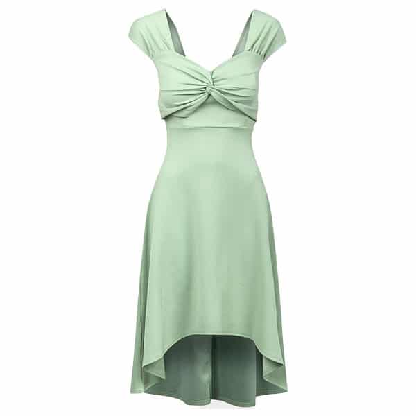 selskapskjole mintgrønn a linjeformet kjole med dip hem og utringning LDRE0616GRNQUI