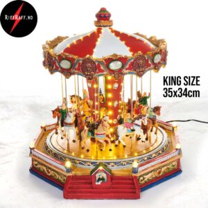 Pobra stor karusell til Juleby med lys og musikk 35x34cm 855