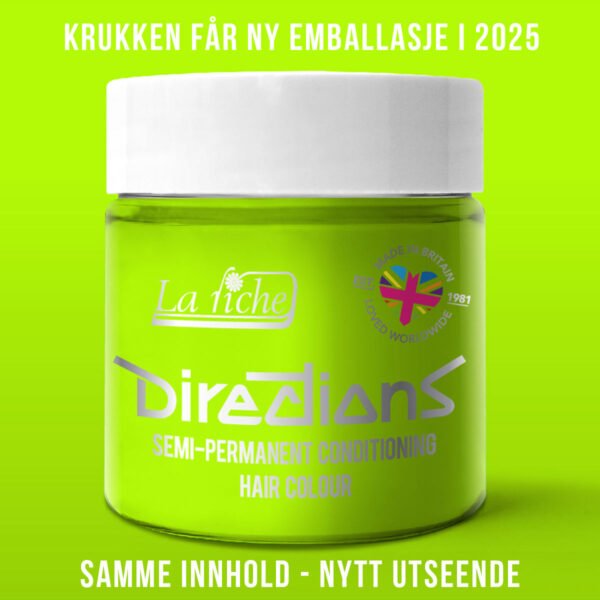 Directions Fluorescent Green semi permanent hårfarge La Riche 100ml RiffRaff.no