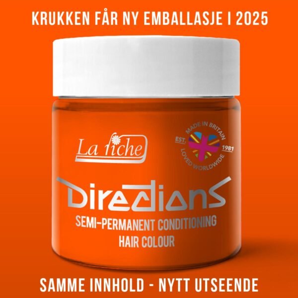 Directions Fluorescent Orange semi permanent hårfarge La Riche 100ml RiffRaff.no