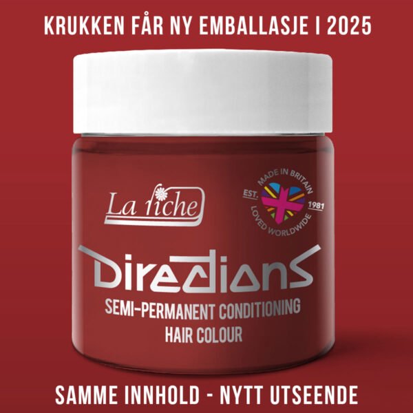 Directions Pillarbox Red semi permanent hårfarge La Riche 100ml RiffRaff.no
