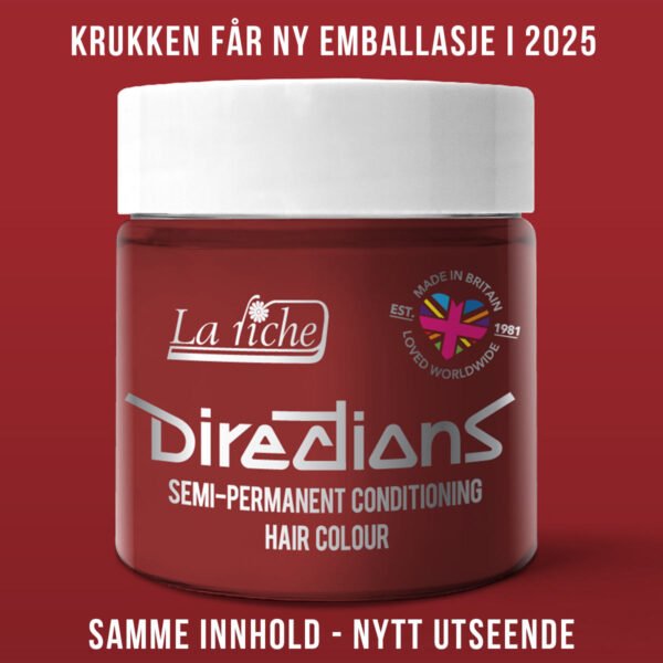 Directions Vermillion Red semi permanent hårfarge La Riche 100ml RiffRaff.no