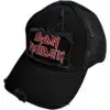 Iron Maiden caps slitt look svart med rød logo IMMBCAP09B