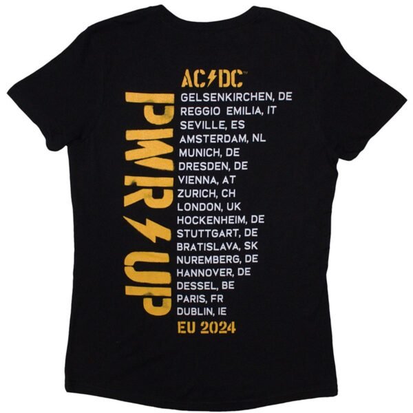 AC/DC Angus Triangle Ex EU Tour 2024 dameskjorte ACDCTS131LB Rock Off RiffRaff.no