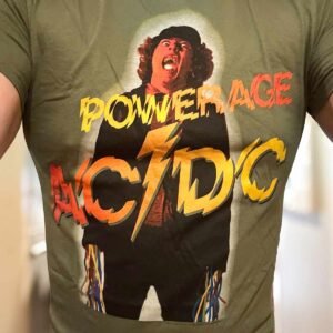 AC/DC Powerage t-skjorte khakigrønn unisex bandmerch ACDCTS149MK Rock Off RiffRaff.no