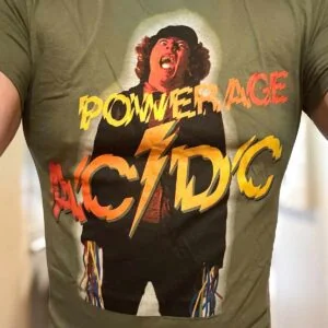 AC/DC Powerage t-skjorte khakigrønn unisex bandmerch ACDCTS149MK Rock Off RiffRaff.no