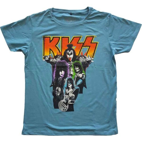 KISS Neon Band blå t-skjorte KISSTS06MBL Rock Off RiffRaff.no