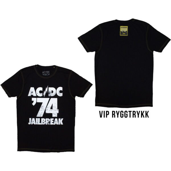 AC/DC 74 Jailbreak Aftershow VIP Ex EU Tour 2024 t-skjorte Rock Off ACDCTS128MB RiffRaff.no