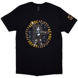 AC/DC t-skjorte med Angus Young unisex Fifty Angus Repeat Rock Off ACDCTS129MB RiffRaff.no
