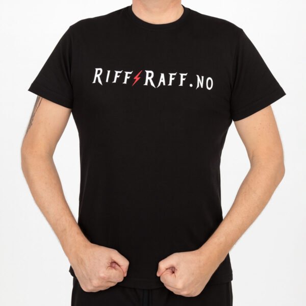 Riff Raff t-skjorte med klassisk lynlogo RiffRaffLynLogoBLK